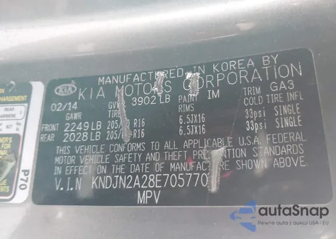 2014 Kia Soul из США, поврежденный, VIN KNDJN2A28E7057708